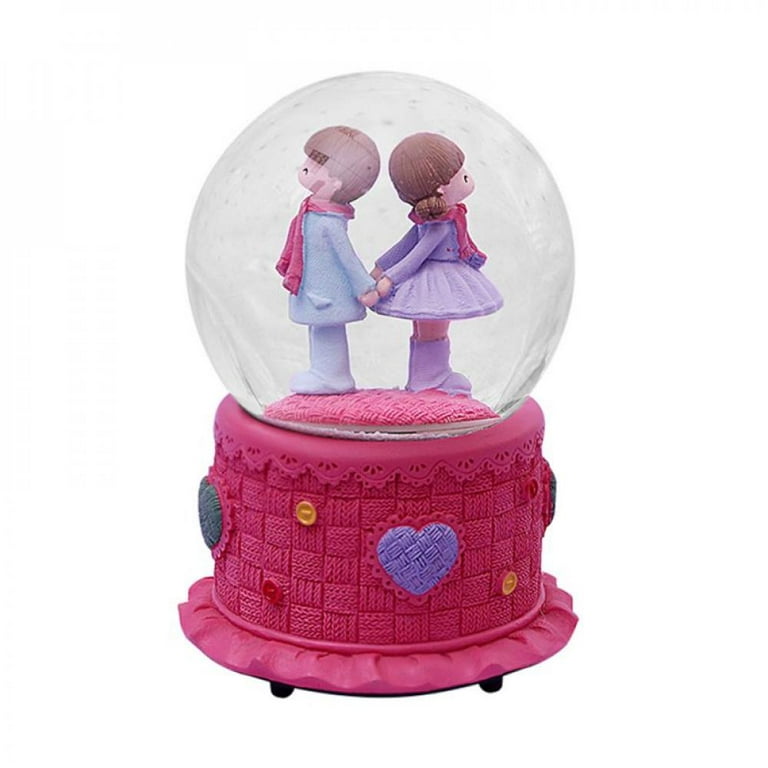 Romantic Couple With Lights Crystal Ball Music Box Creative Crafts Gifts  For Valentine's 8CM The New Year Couple Gift Home Decor 