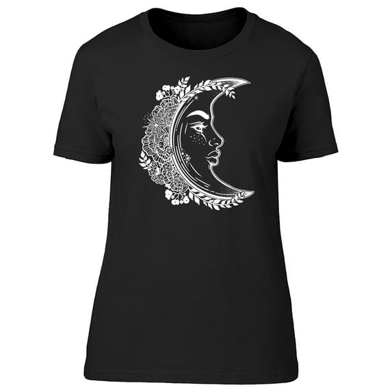 Romantic Crescent Moon Face T-Shirt Women -Image by Shutterstock, Female Medium