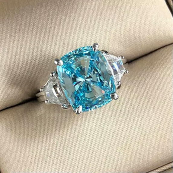 Romantic Cubic Zircon Engagement 925 Silver Ring Women Jewelry Sz 6-10