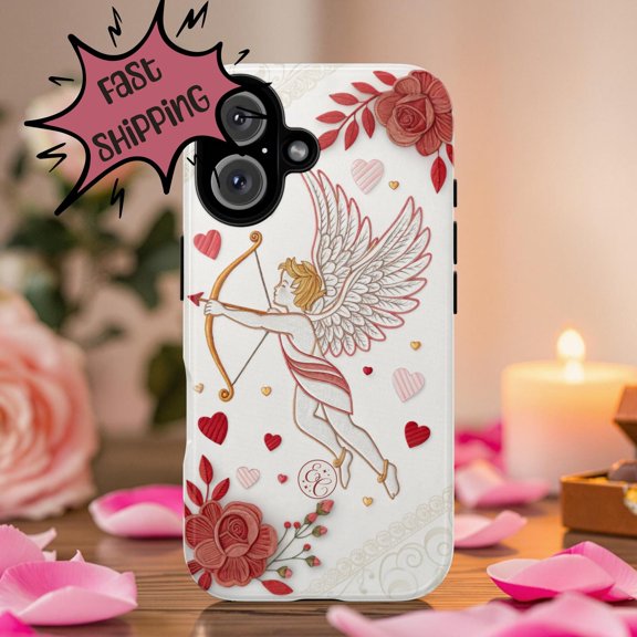 Romantic Cupid Love Roses Hearts Valentine Design Case 17 through 11 Pro Max