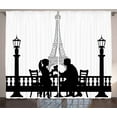 thumbnail image 1 of Ambesonne Romantic Curtains 2 Panel Set, Couple in Dinner Paris, 108" x 96", Black White, 1 of 3