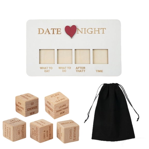 Romantic Date Night Dice – Wooden Love & Food Decision Game, Perfect Anniversary & Valentine’s Day Gift for Him and Her A