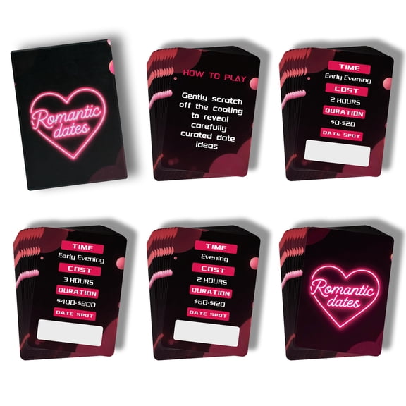 Romantic Dates 50 Scratch-Off Cards - Creative Couples Date Night Conversation Starters, Fun Bedroom Game Props For Couples, Spouses, Romantic Evenings, Date Nights, Bedroom