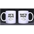thumbnail image 1 of Romantic Design He's Mine/She's Mine (Twin Side) Custom White Ceramic Mug Coffee Cup (11 Ounce)A Couple Of Mugs For Couples(Wedding Anniversary,Valentine's Day,Engagement), 1 of 3