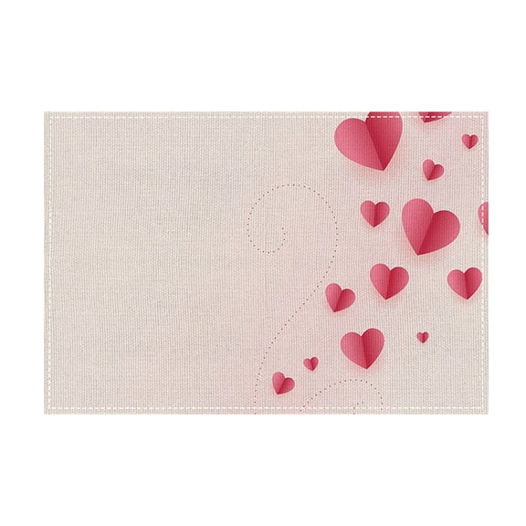 Romantic Dinner Placemat Valentine's Day Themed Table Mat for Dining Decor Heat Protective Washable Fabric Mat Candlelight Dinner Setting Home Kitchen Decor
