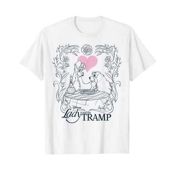 Romantic Dog Dinner Outline T-Shirt for Pet Lovers and Animal Enthusiasts