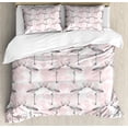 thumbnail image 1 of Romantic Duvet Cover Set, Flamingos Shaping Hearts Heads Love Animal Valentines Illustration, Decorative 3 Piece Bedding Set with 2 Pillow Shams, Queen Size, Pale Pink Grey, by Ambesonne, 1 of 3