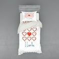thumbnail image 1 of Ambesonne Romantic Bedding Set 3 Pcs, Scribble Red Hearts, Twin, Vermilion Teal White, 1 of 3