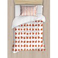 thumbnail image 1 of Romantic Duvet Cover Set, Heart Pattern Lovers Valentines Day Honeymoon Girls Doodle Design, Decorative 2 Piece Bedding Set with 1 Pillow Shams, Twin Size, Orange White, by Ambesonne, 1 of 3
