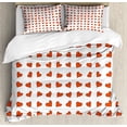 thumbnail image 1 of Romantic Duvet Cover Set, Heart Pattern Lovers Valentines Day Honeymoon Girls Doodle Design, Decorative 3 Piece Bedding Set with 2 Pillow Shams, Queen Size, Orange White, by Ambesonne, 1 of 3