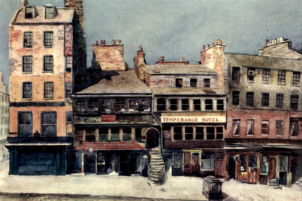 Romantic Edinburgh 1911 Allan Ramsays Shop Canvas Art - MP Taylor (18 x 24)