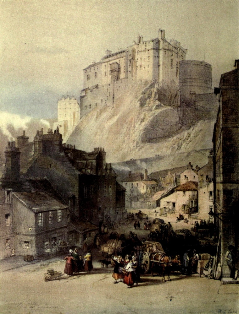 Romantic Edinburgh 1911 Castle from Grassmarket Canvas Art - William L Leitch (18 x 24)