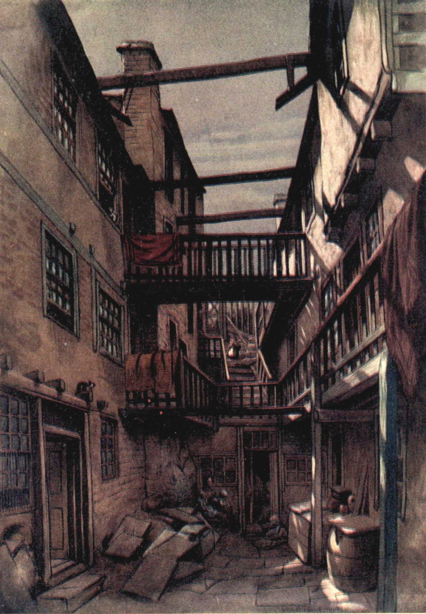Romantic Edinburgh 1911 Crombies Land Wester Portsburgh Canvas Art - J Drummond (24 x 36)