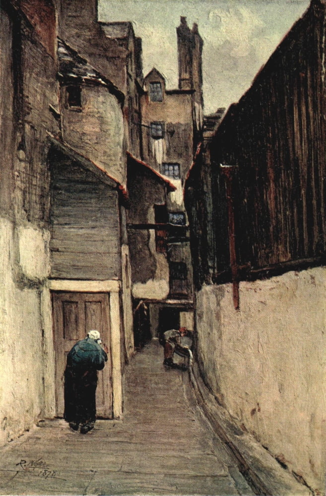 Romantic Edinburgh 1911 Plaintanes Close Grassmarket Canvas Art - Robert Noble (18 x 24)