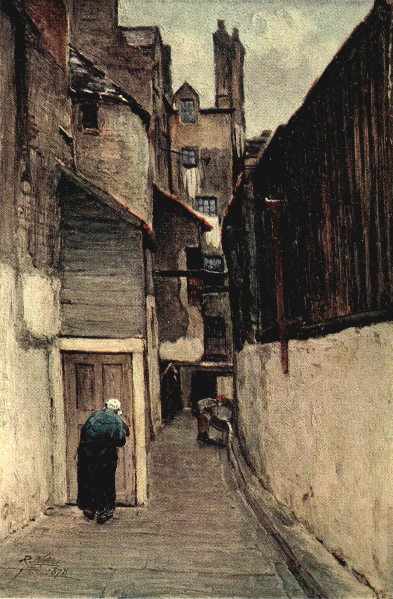 Romantic Edinburgh 1911 Plaintanes Close Grassmarket Canvas Art - Robert Noble (24 x 36)