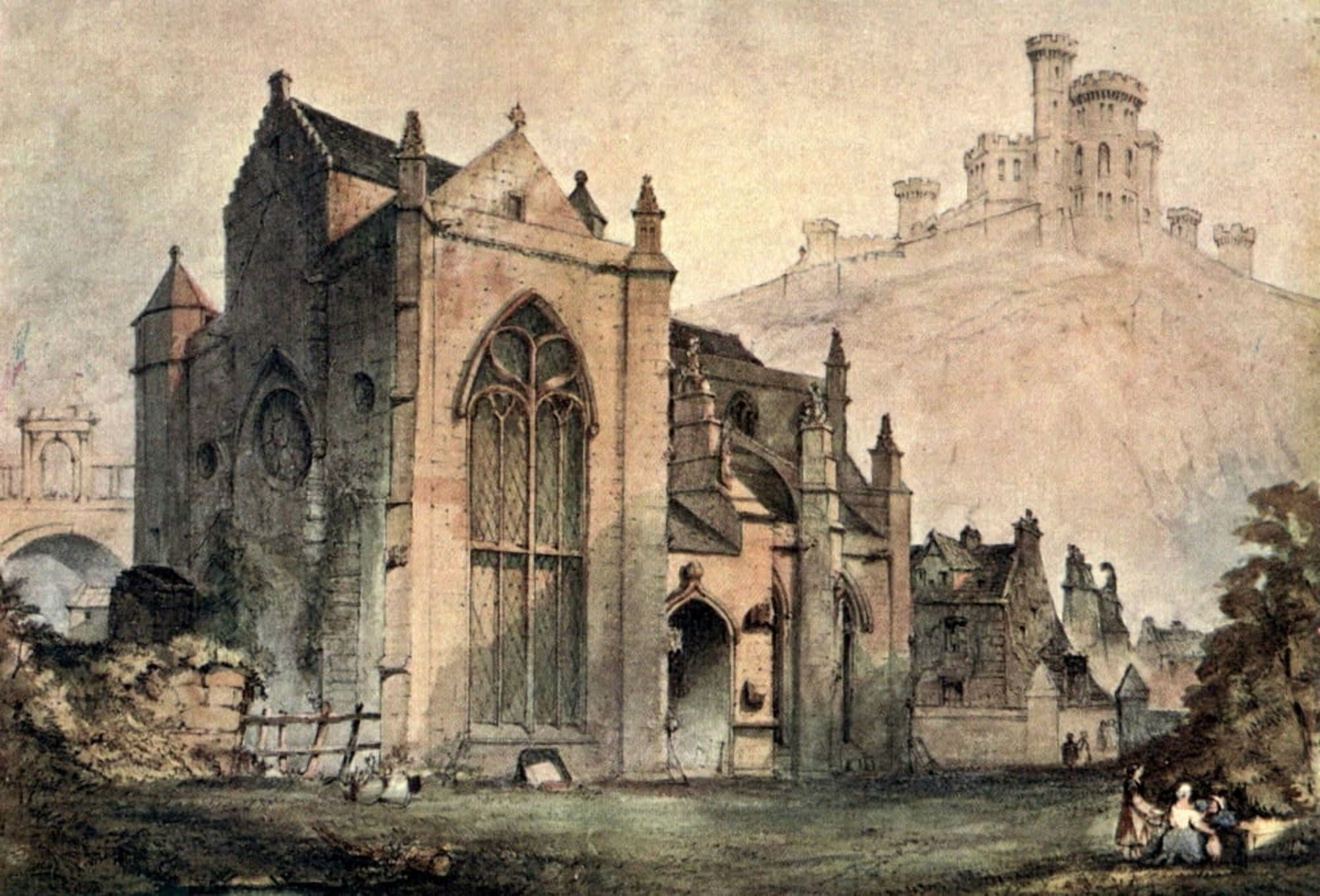Romantic Edinburgh 1911 Trinity College Church before 1848 Canvas Art - Unknown (18 x 24)