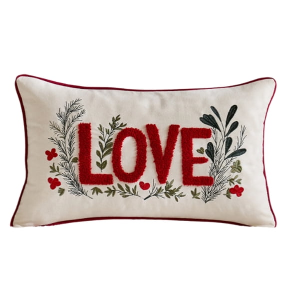 Romantic Elove & Love Heart Embroidered Valentine's Day Decorative Pillowcase For Couples - Featuring Love Embroidery And Heart Pattern, Suitable For Bedroom Living Room Home