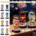 thumbnail image 1 of Romantic Everlasting Rose and Soap Flower Bouquet in Glass Dome with LED Light, Valentines Day Birthday Anniversary Gift for Girlfriend Wife, Elegant Practical Home Decoration Ornament, AKLJWH, 1 of 7