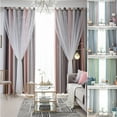 thumbnail image 1 of Romantic Eyelet Double-layer Tulle + Blackout Curtain Floor Starry Room Darkening Starry Curtain Girls Kids Bedroom, 1 of 9