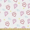thumbnail image 1 of Ambesonne Romantic Fabric by the Yard Upholstery, Diamond Shapes and Hearts, 5 Yards, Pink Dark Coral White, 1 of 5