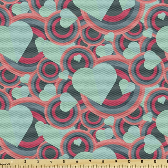 Ambesonne Romantic Fabric by the Yard Upholstery, Love Ornate, 1 Yard, Multicolor
