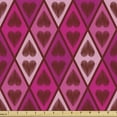 thumbnail image 1 of Romantic Fabric by the Yard, Valentine's Day Pattern with Sketchy Heart Rhombuses, Decorative Upholstery Fabric for Sofas and Home Accents, Hot Pink Burgundy by Ambesonne, 1 of 5