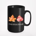 thumbnail image 1 of Romantic Fall Anniversary & Autumn Leaves, Black 15oz Ceramic Mug, 1 of 5