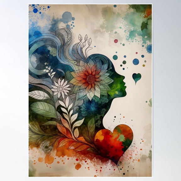 Romantic Flora Poster Wall Art, Modern Wall Decor For Living Room Bedroom, 24x36 UNFRAMED