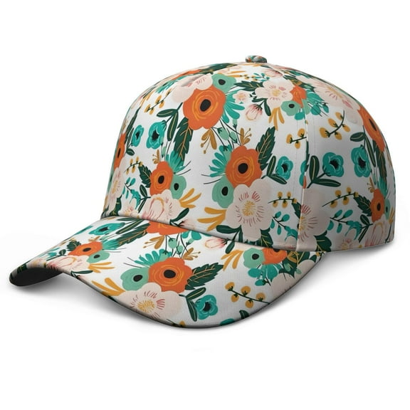 Romantic Floral Baseball Cap Adjustable Snapback Rose Print