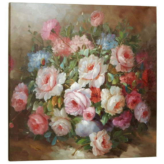 Romantic Floral Bouquet Canvas Wall Art Multi Warm