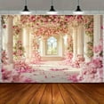 thumbnail image 1 of Romantic Floral Columns Wedding Backdrop Pink Roses Petal Pathway Bridal Shower Photography Background Lush Flower Palace Wedding Birthday Party Decorations Banner Supplies Photo Booth Props, 1 of 5