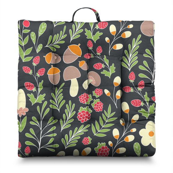 Romantic Floral Floor Pillow - Skin-Friendly Square Tatami Mat with Peony and Rose Pattern