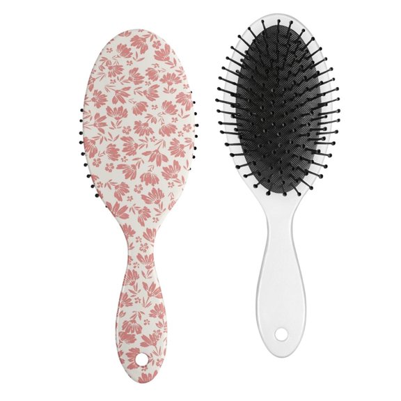Romantic Floral Hair Brush, Abstract Watercolor Detangling Paddle Brush with Vintage Wildflower and Butterfly Illustration