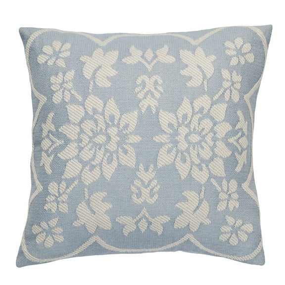 Romantic Floral Primrose Sterling Blue Pillow Tailored 18 Inch Square