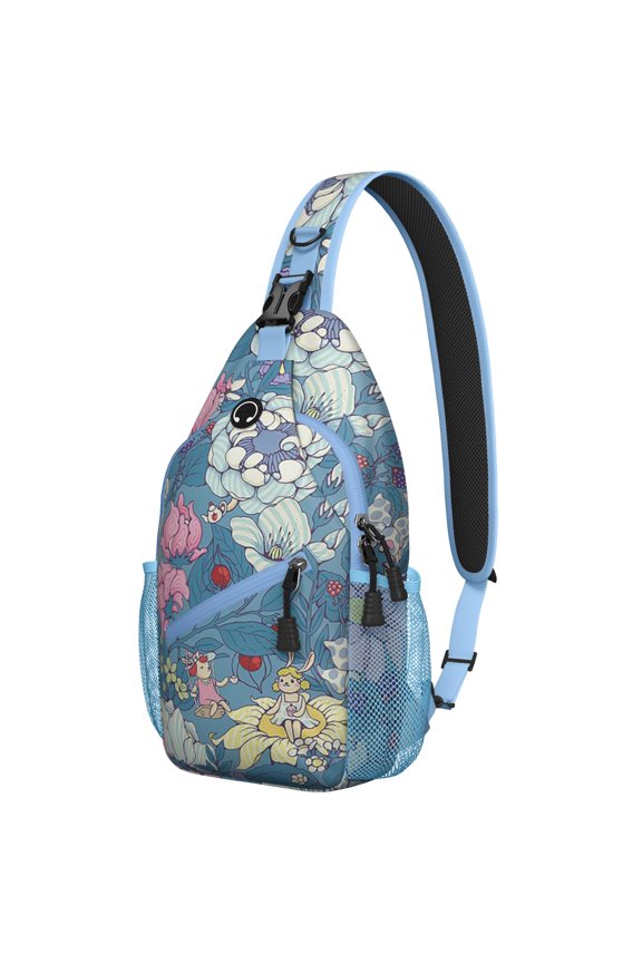 Romantic Floral Print Sling Backpack for Women, Vintage Crossbody Travel Bag with Watercolor Bloom, Lightweight Shoulder Hiking Daypack