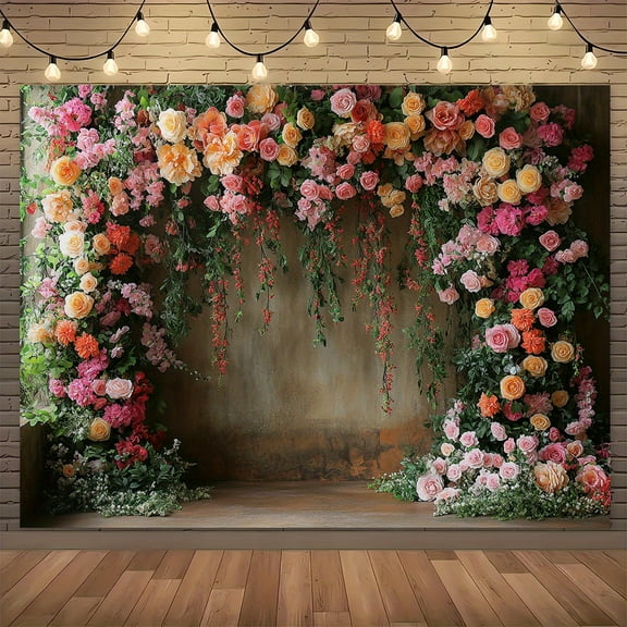 Romantic Floral Rose Backdrop Pastel Spring Roses Photography Background Floral Wall Banner for Weddings Bridal Showers Anniversary Party Photo Booth Props