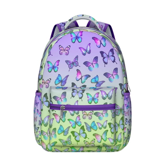 Romantic Floral School Backpack - Waterproof Bookbag with Butterflies & Flowers Print, Breathable & Durable Backpack for College Students
