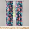 thumbnail image 1 of Romantic Floral Window Curtains, Anime Looking Dreamy Flowers Boho with Cold Colors Petals Print, Lightweight Decor 2-Panel Set with Rod Pocket, Pair of - 28"x95", Coral Pale Turquoise, by Ambesonne, 1 of 3