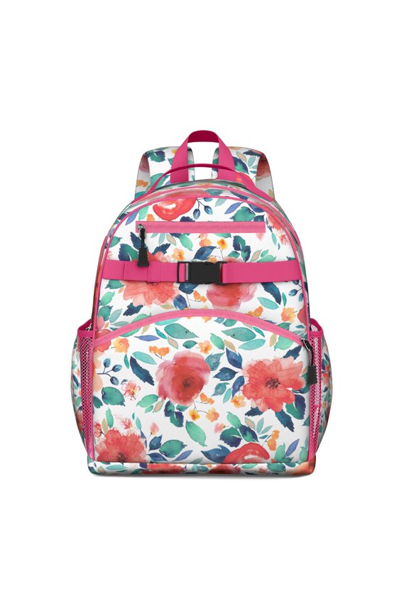 Romantic Floral and Bee Artwork Backpack Adjustable Padded Straps Chest Strap Water-resistant Lightweight School Backpack for Student and Students