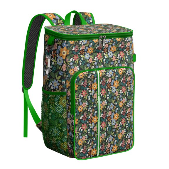 Romantic Floral and Leopard Print Backpack Cooler - 20L High Capacity, Long-Lasting Insulation for Summer