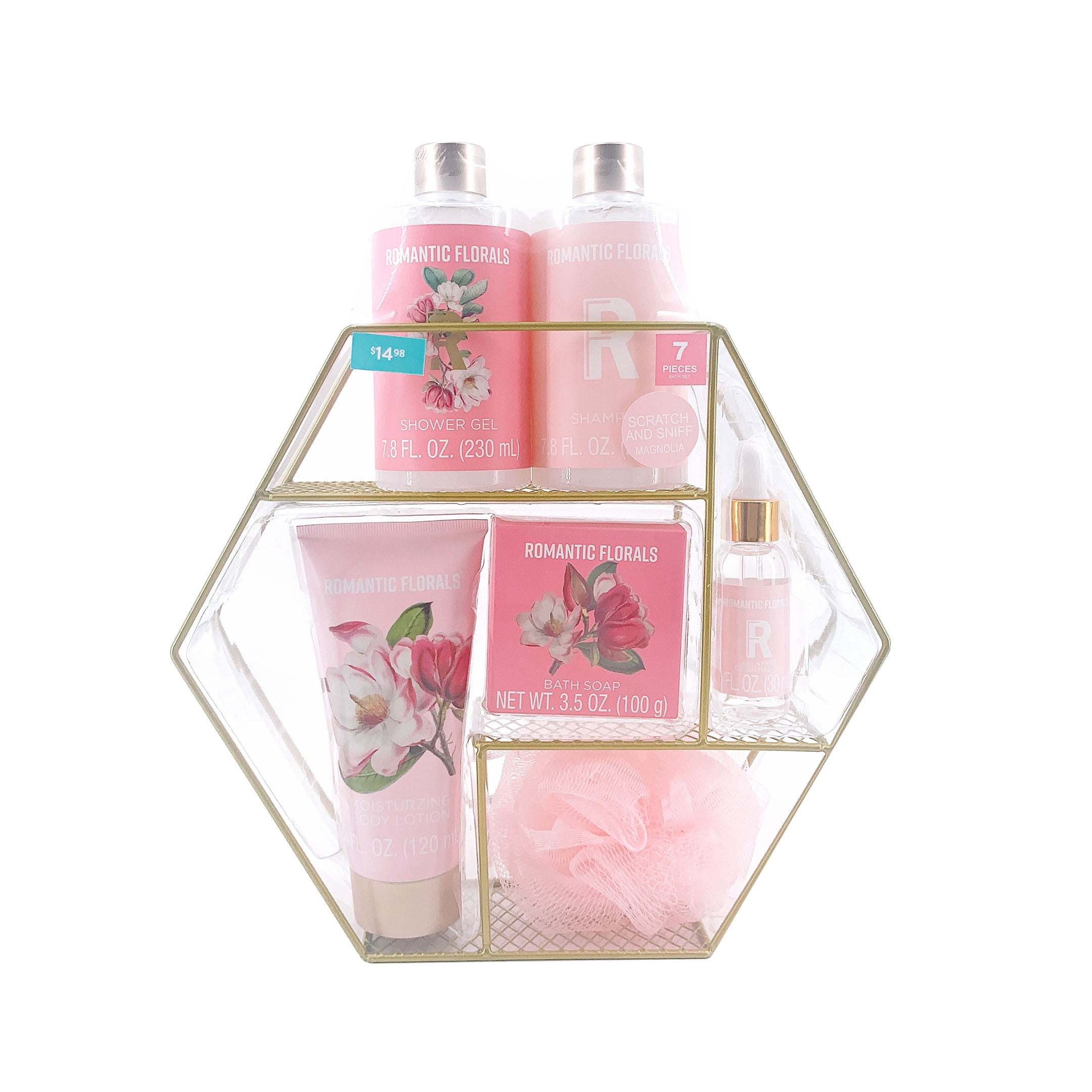 Romantic Florals Bath Gift Set, Magnolia, 7 Piece Set - Walmart.com