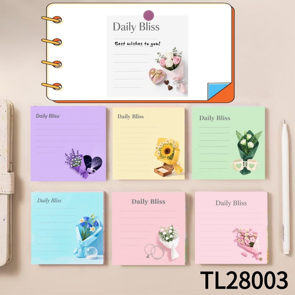 Romantic Flower Art - Themed Sticky Notes (3.54×3.54 Inches) 100-Pack ...