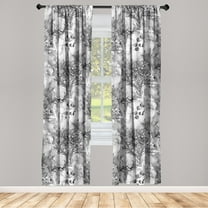 Romantic Flowers Window Curtains, Monochrome Melancholic Feels Floral Bouquet Pattern Artwork, Lightweight Decor 2-Panel Set with Rod Pocket, Pair of - 28"x63", Charcoal Grey Off White, by Ambesonne