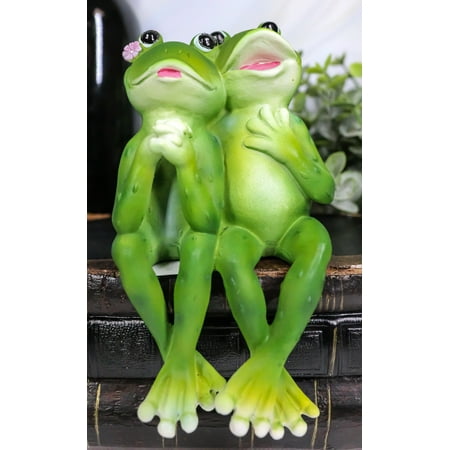 Romantic Frog Couple Sitting Side by Side Bracket Mantelpiece Ledge Shelf Sitter
