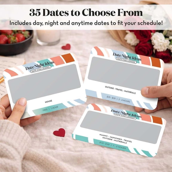 Romantic & Fun Scratch Off Date Night Ideas Card Game, Valentine's Gift for Him or Her, Couple Gifts for Boyfriend, Girlfriend, Wife, Husband, Men, Women & More