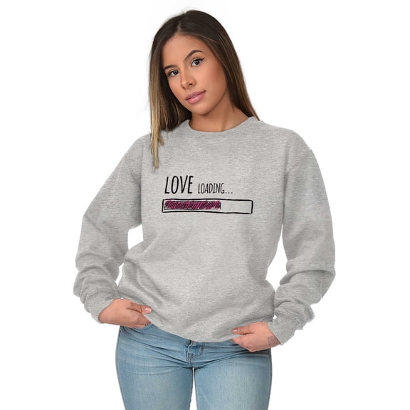 Romantic Geek Gamer Love Loading Cute Women Crewneck Sweatshirt Brisco Brands L