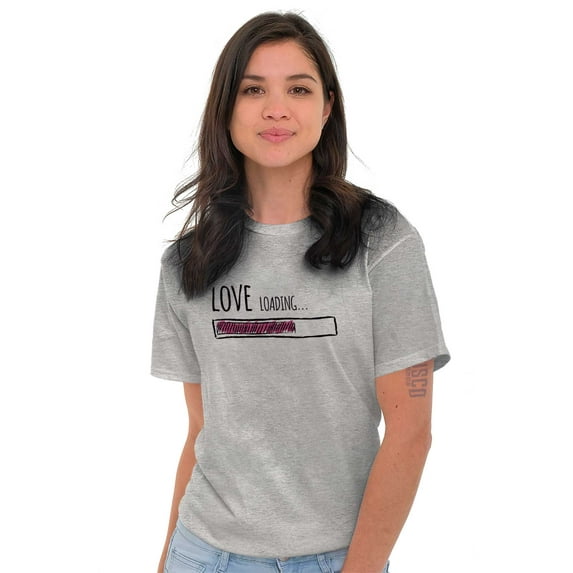 Romantic Geek Gamer Love Loading Cute Women's Graphic T Shirt Tees Brisco Brands L