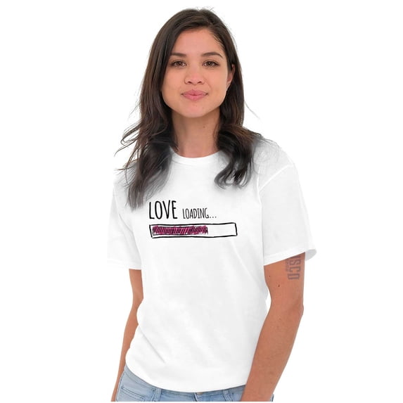 Romantic Geek Gamer Love Loading Cute Women's Graphic T Shirt Tees Brisco Brands X