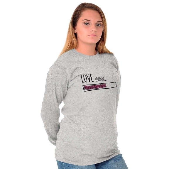 Romantic Geek Gamer Love Loading Cute Women's Long Sleeve T Shirt Brisco Brands L