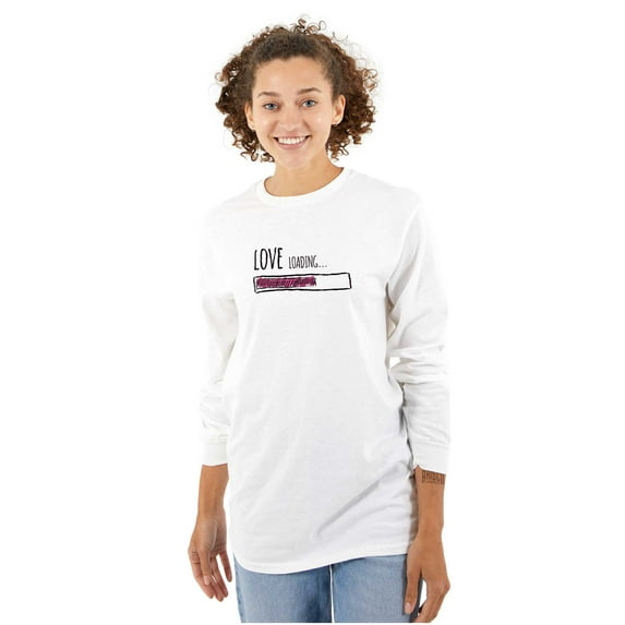 Romantic Geek Gamer Love Loading Cute Women's Long Sleeve T Shirt Brisco Brands S